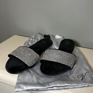 Victoria Secret: Pave Black Slippers